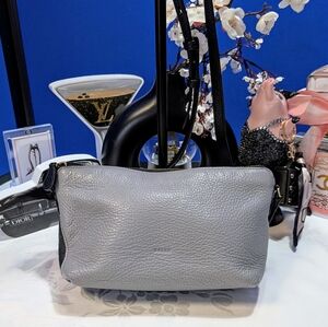 Bally Grayand Black Diagonal Pebbled  Leather Crossbody Bag -RARE🔥